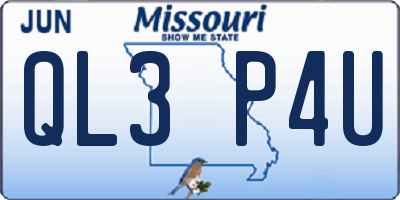 MO license plate QL3P4U