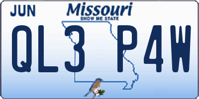 MO license plate QL3P4W