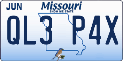 MO license plate QL3P4X