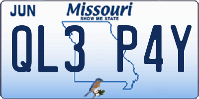 MO license plate QL3P4Y