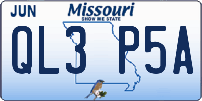 MO license plate QL3P5A