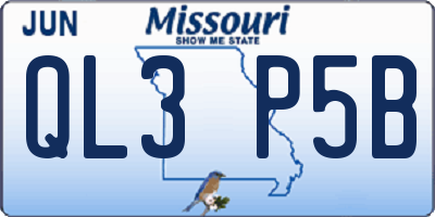 MO license plate QL3P5B