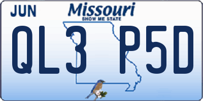 MO license plate QL3P5D