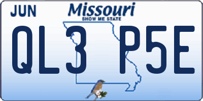 MO license plate QL3P5E