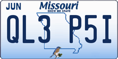 MO license plate QL3P5I