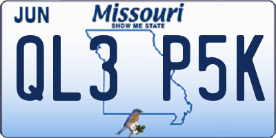 MO license plate QL3P5K