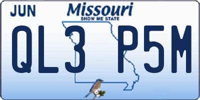MO license plate QL3P5M