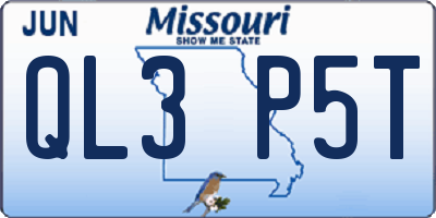 MO license plate QL3P5T