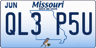 MO license plate QL3P5U