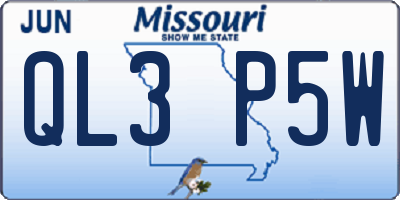 MO license plate QL3P5W
