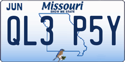 MO license plate QL3P5Y