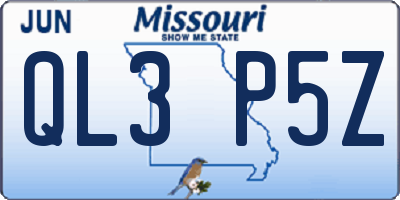 MO license plate QL3P5Z