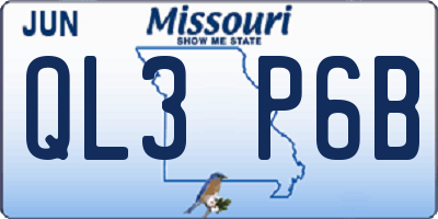 MO license plate QL3P6B