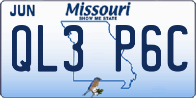 MO license plate QL3P6C