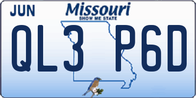 MO license plate QL3P6D