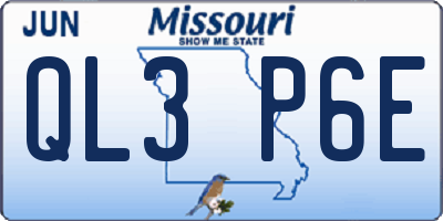 MO license plate QL3P6E