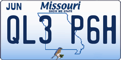 MO license plate QL3P6H