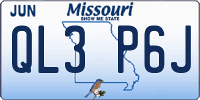 MO license plate QL3P6J