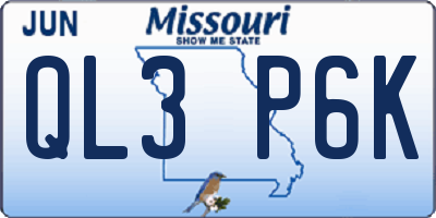 MO license plate QL3P6K