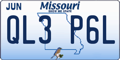 MO license plate QL3P6L
