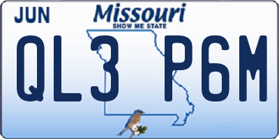 MO license plate QL3P6M