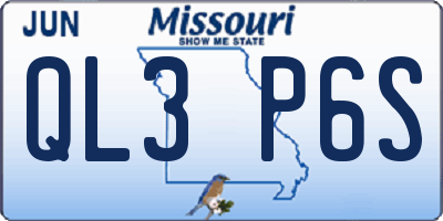 MO license plate QL3P6S