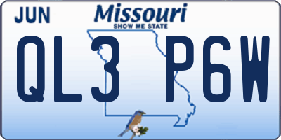 MO license plate QL3P6W