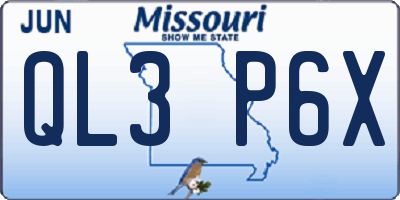 MO license plate QL3P6X