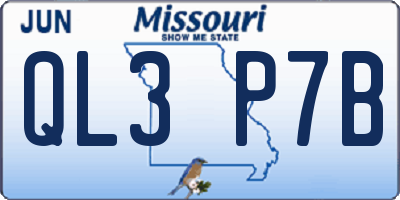 MO license plate QL3P7B