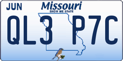 MO license plate QL3P7C