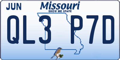 MO license plate QL3P7D