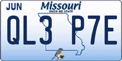 MO license plate QL3P7E