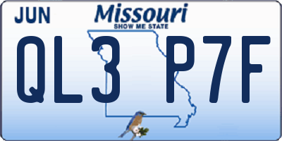MO license plate QL3P7F