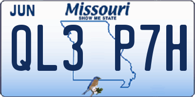 MO license plate QL3P7H