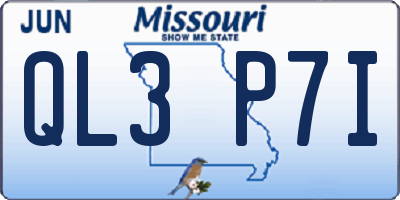 MO license plate QL3P7I