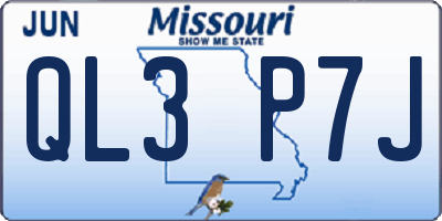 MO license plate QL3P7J