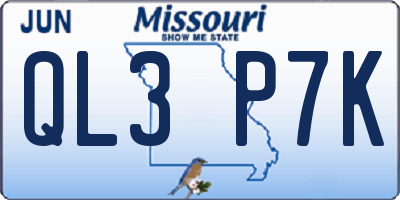 MO license plate QL3P7K