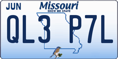 MO license plate QL3P7L
