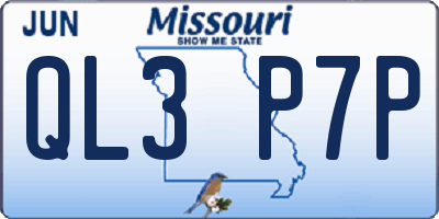 MO license plate QL3P7P