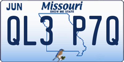 MO license plate QL3P7Q
