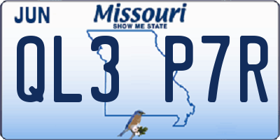 MO license plate QL3P7R