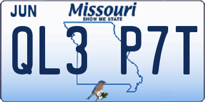 MO license plate QL3P7T