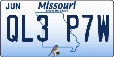 MO license plate QL3P7W