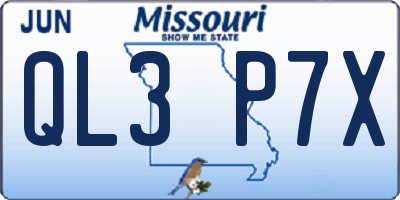 MO license plate QL3P7X