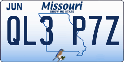 MO license plate QL3P7Z