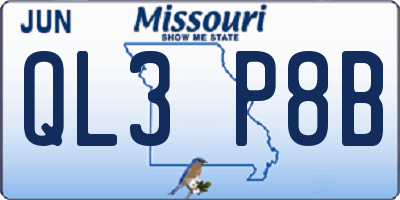 MO license plate QL3P8B