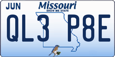 MO license plate QL3P8E