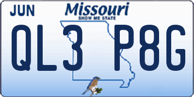 MO license plate QL3P8G