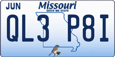 MO license plate QL3P8I
