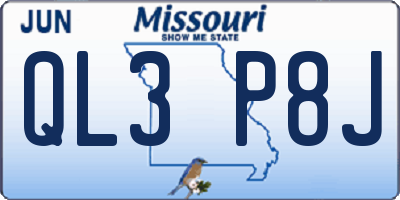 MO license plate QL3P8J